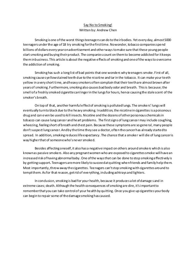 essay about bad effect of smoking